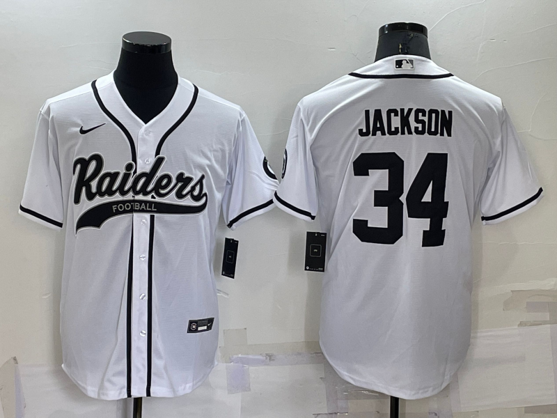 Men's Las Vegas Raiders Bo Jackson #34 White Jersey Joint Edition